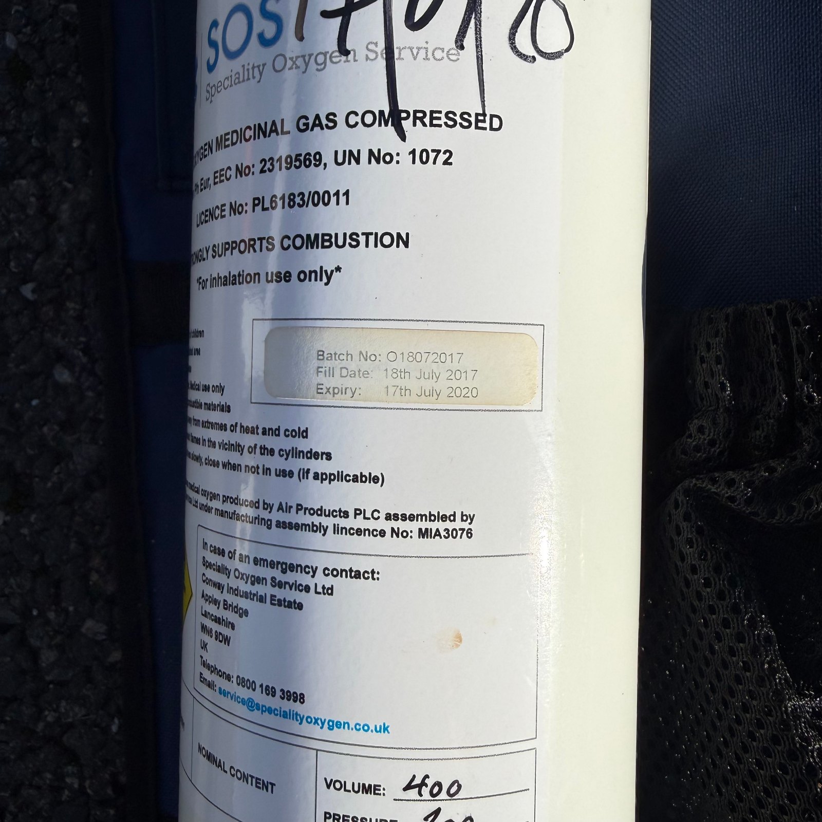 2L Responder O2 Medical Oxygen Training Cylinder (Full) — photo 4 of 12
