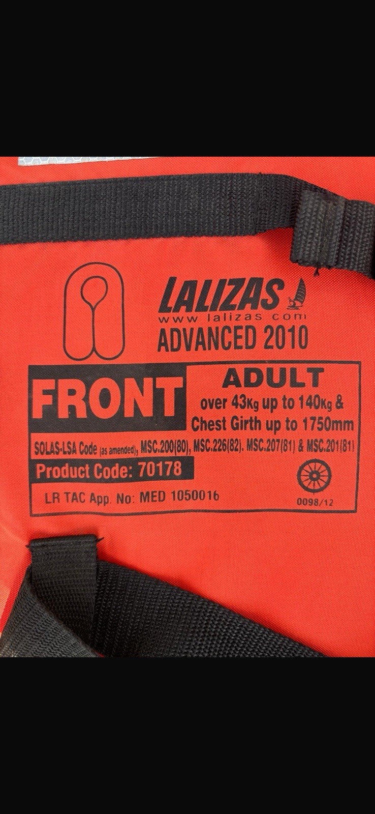 Lalizas Advanced 2010 Foam Lifejacket - Adult, SOLAS/MED — photo 2 of 3